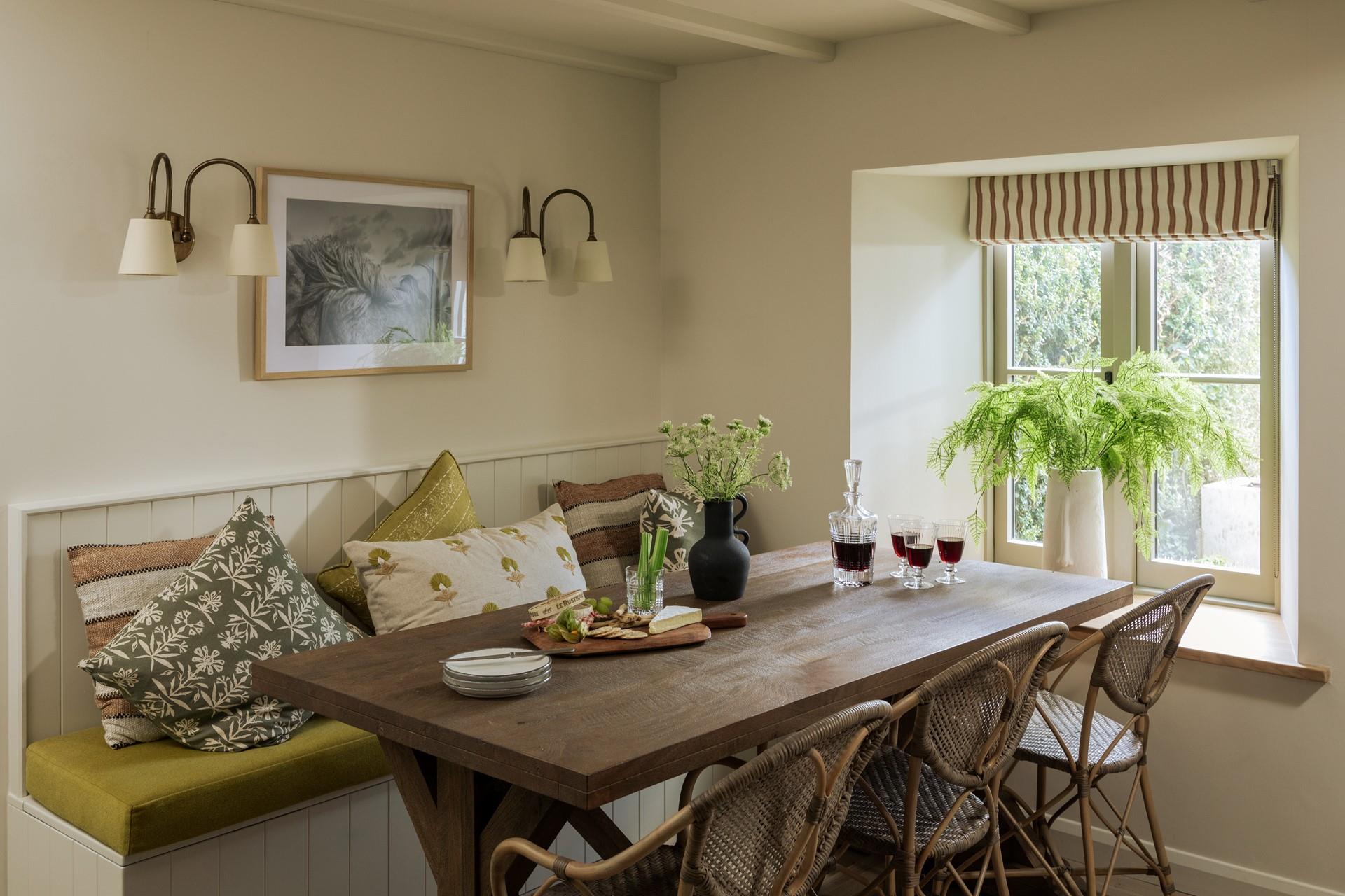 Gather around the chic dining table.