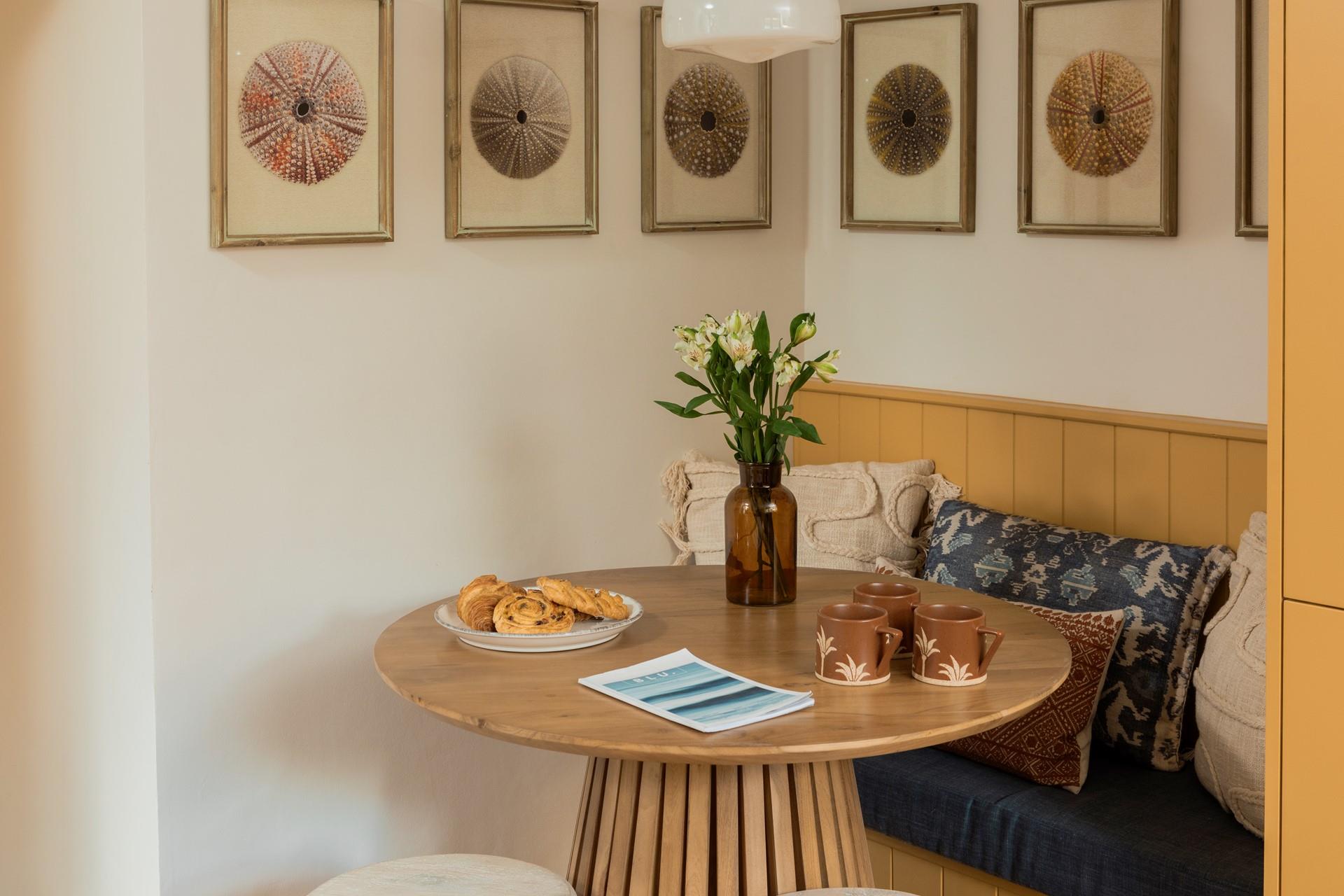 Tuck into freshly warmed pastries for breakfast in the kitchen.