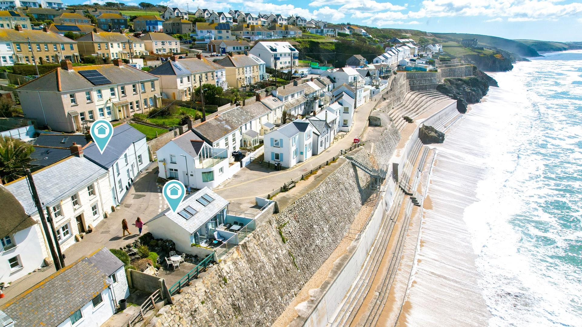 Across the road sits The Hut, a converted Net Loft offering stunning views.