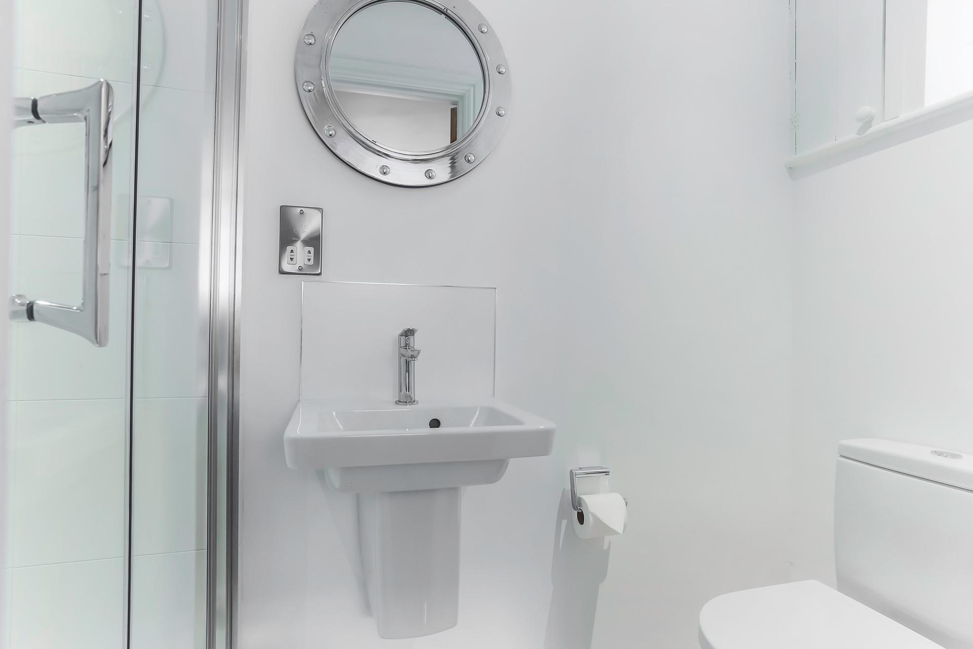 Get ready for the day in the shower room.