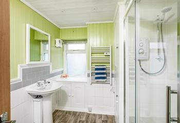 The shower room is ideal for getting ready in the morning and washing the sand away each evening.