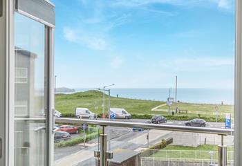 Enjoy sea views over Newquay from the balcony.