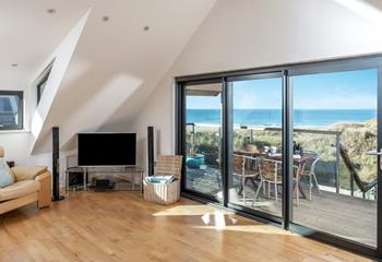 The open-plan living space makes the most of the stunning view.