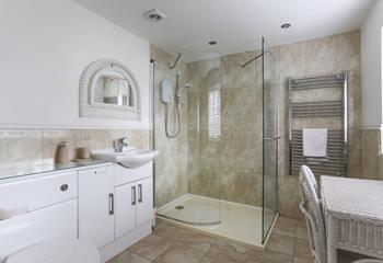 The large shower is perfect for washing off sandy toes.