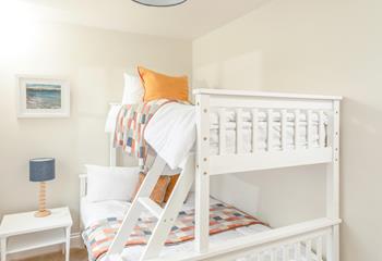 The bunk beds are an additional space ideal for children or adults.