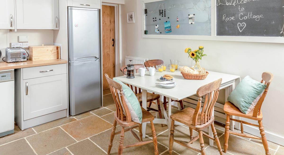 Tuck into a hearty breakfast around the dining table.