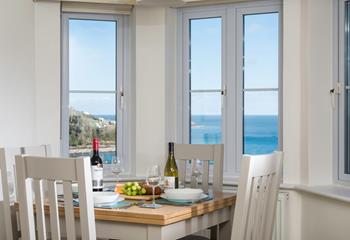 Enjoy a hearty meal with the stunning view of Carbis Bay.