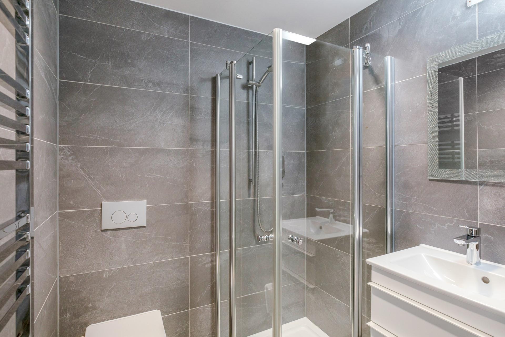 The shower room is ideal for washing off sandy toes.