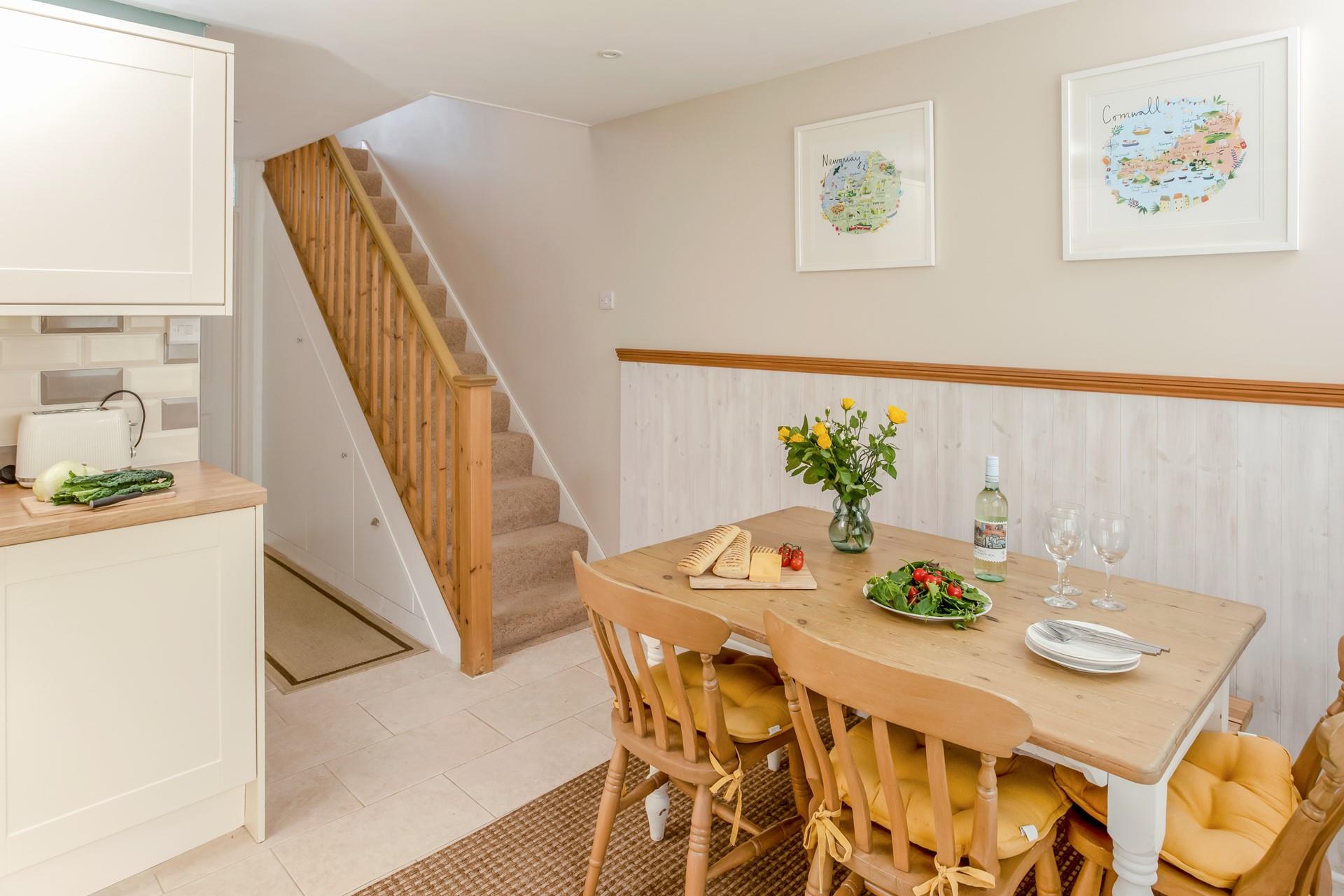 Sit around the dining table and tuck into a tasty feast.