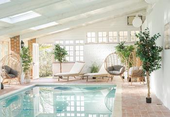 The heated indoor pool is perfect for rainy days!