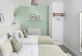 The bedrooms are decorated with calming colours.