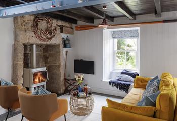Maritime decor reflects the seaside location.
