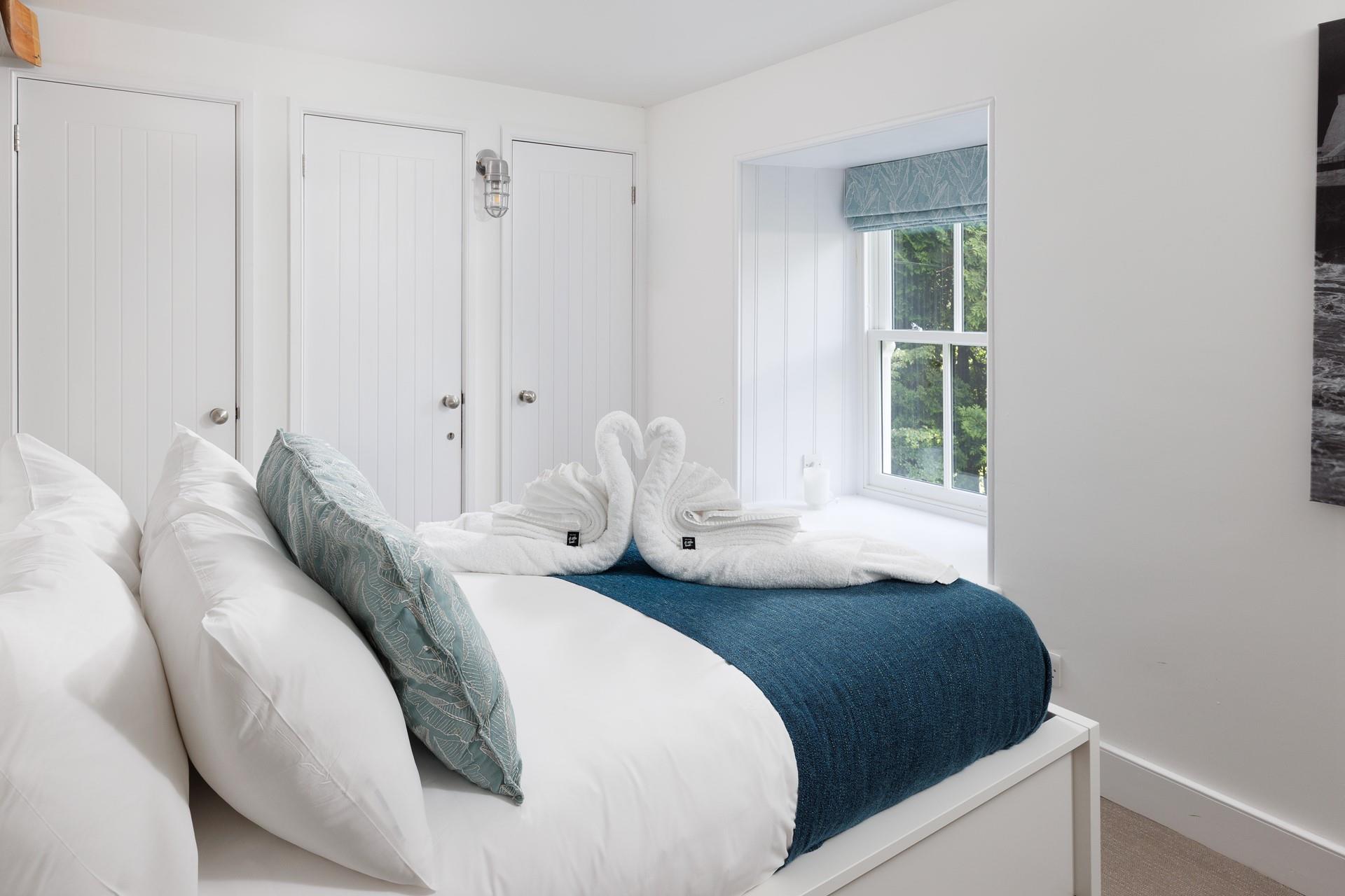 Ocean blues create a calming sanctuary.