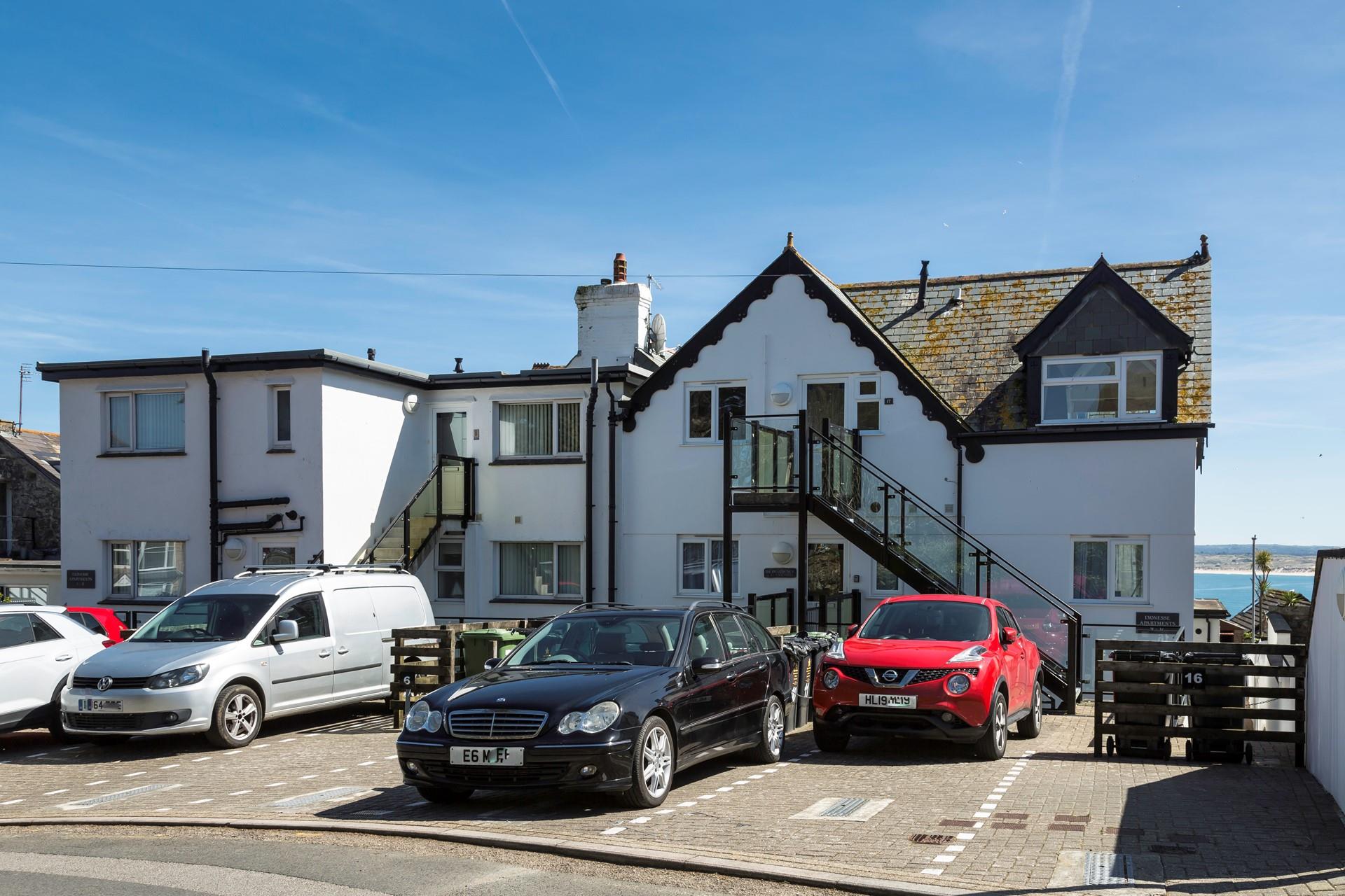 The apartment has a handy parking space.