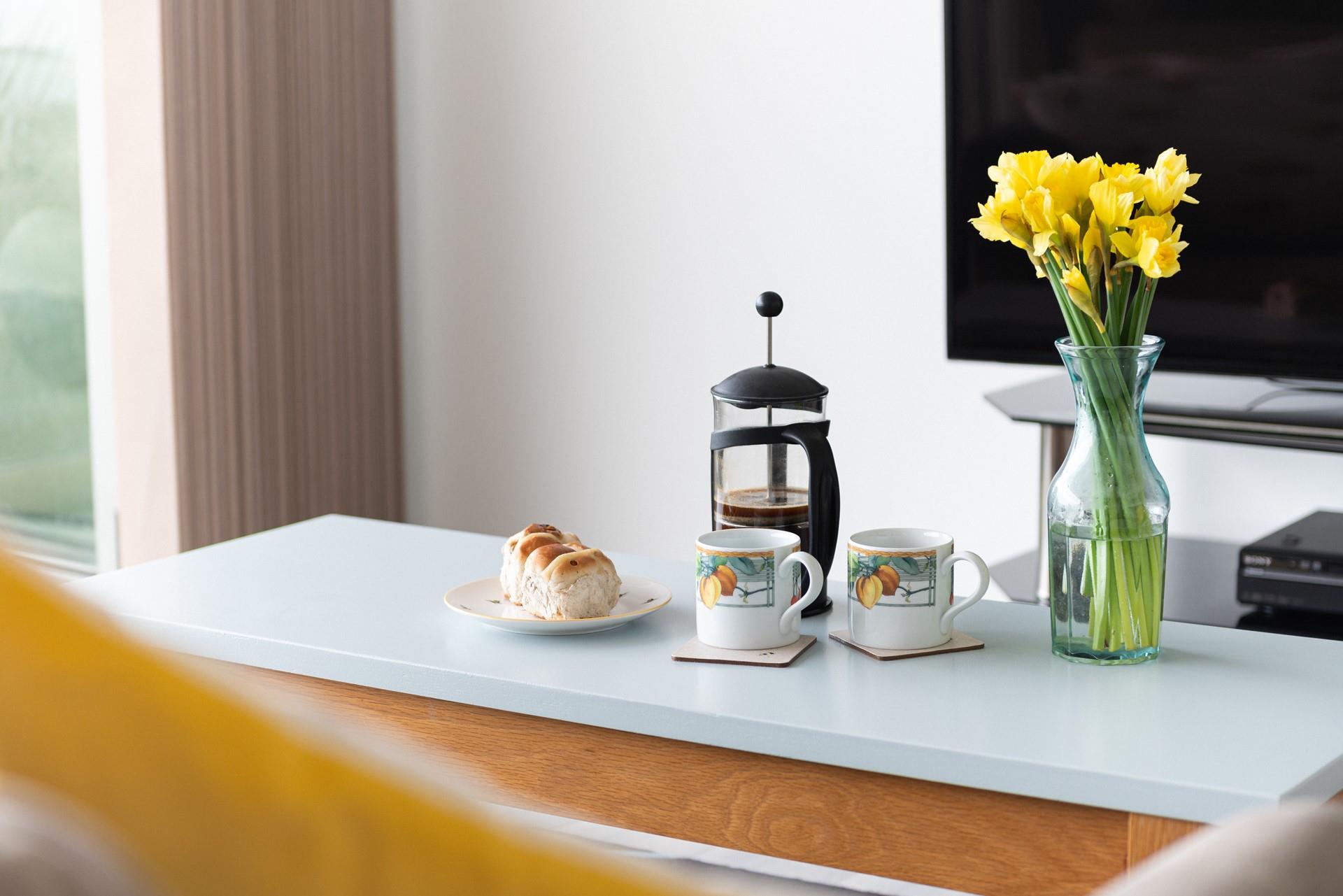 Pour yourself a fresh coffee to start the day.