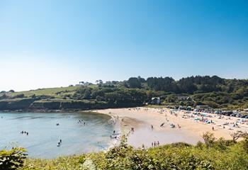 Maenporth is a family-friendly beach located just steps from Sea Glass.