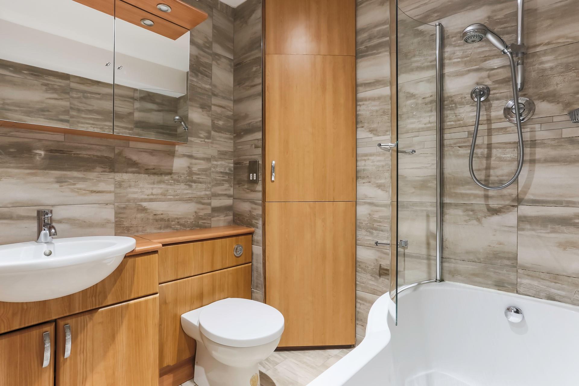 Get ready for the day in the bathroom.