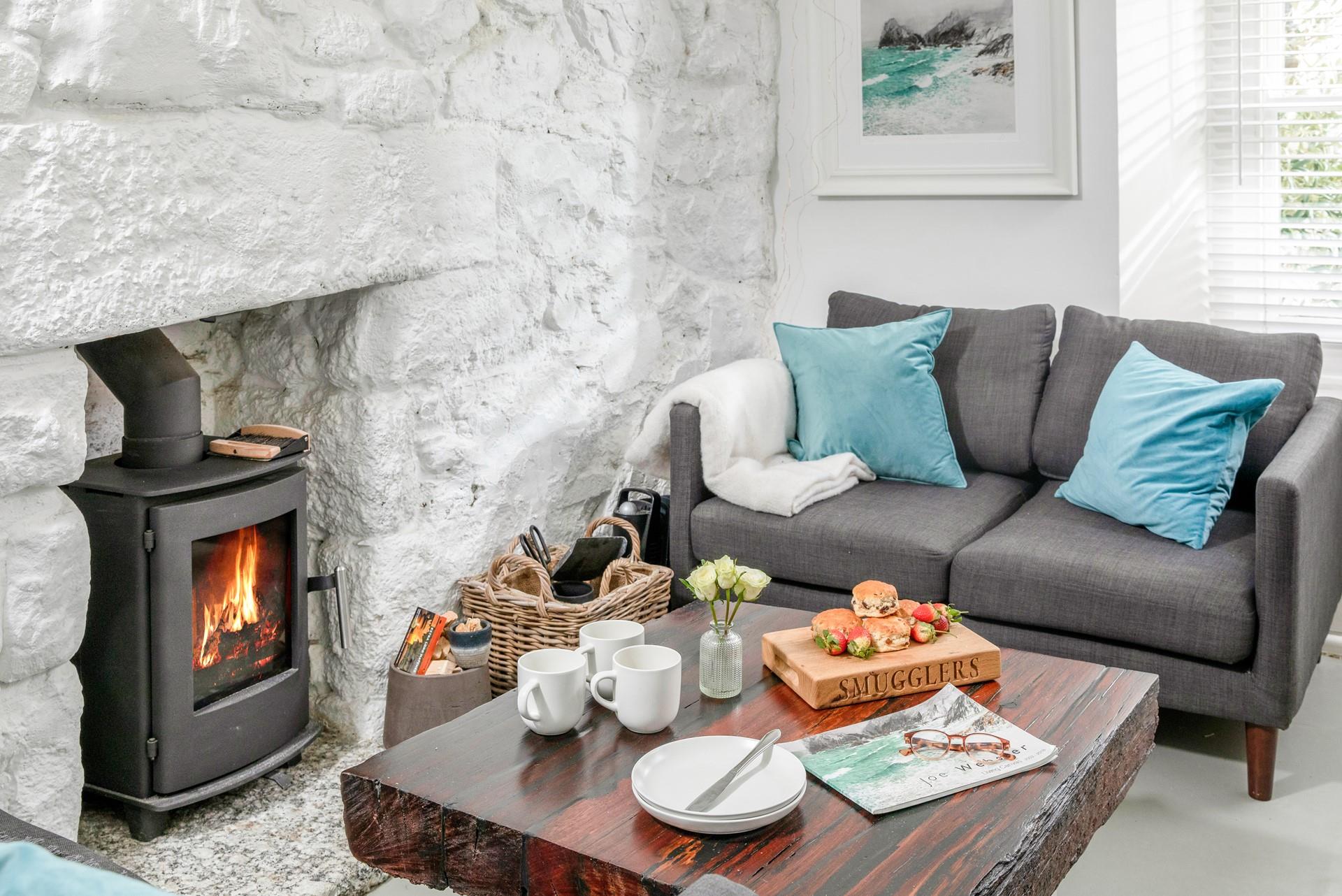 The sitting room is cosy, perfect for nights in front of the fire.