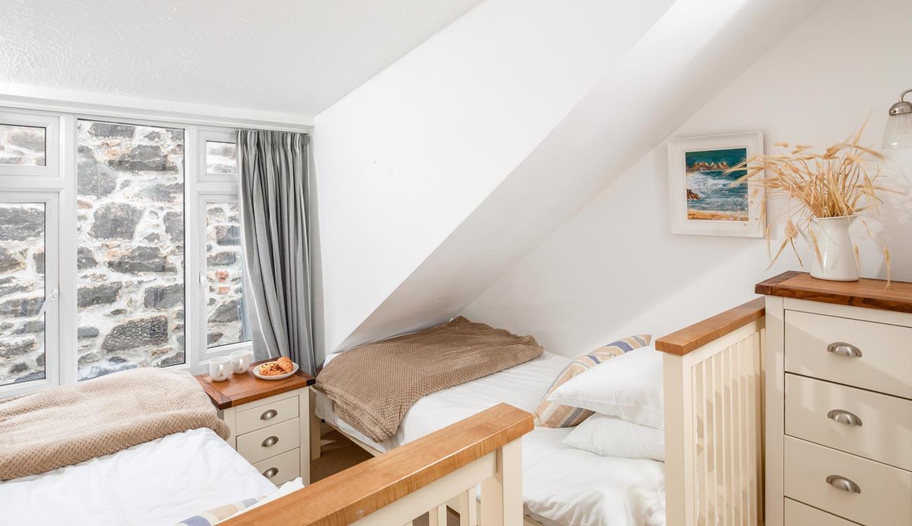 The twin beds are ideal for young adults or children.