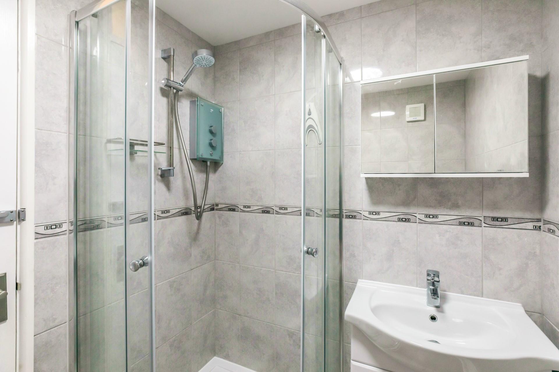 The shower room is ideal for getting ready each day.