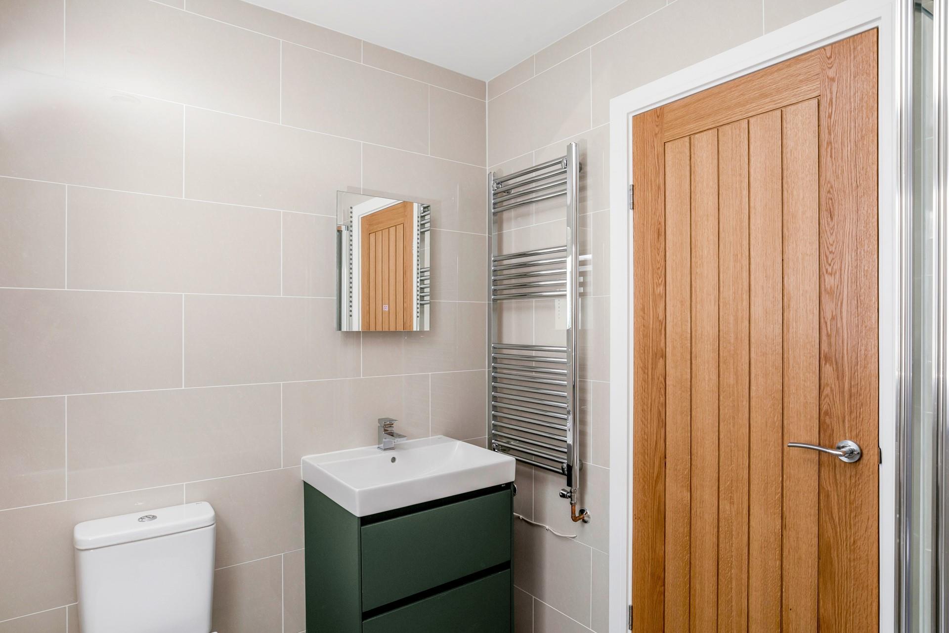 Get ready for the day in a modern bathroom.