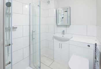 Wash the day away in the downstairs shower room after a coastal path ramble.