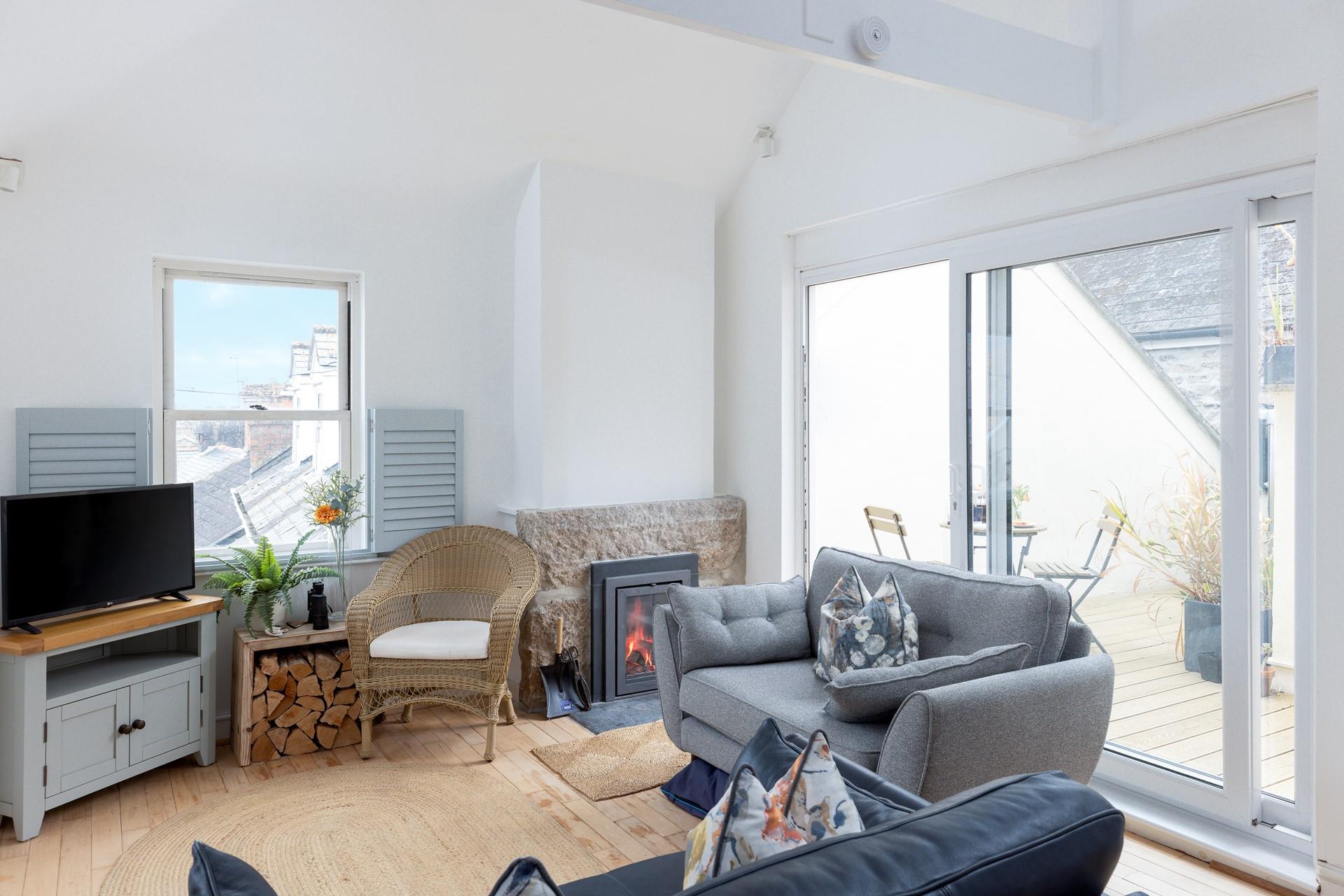 Snuggle up in front of the woodburner on chilly evenings.