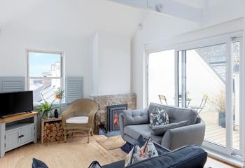 Snuggle up in front of the woodburner on chilly evenings.