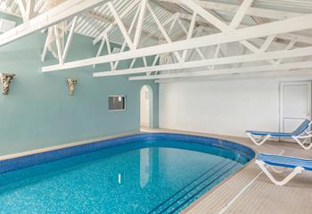 The indoor heated pool is ideal for rainy days.