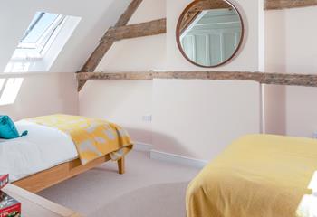 There are two single beds perfect for adults or children.