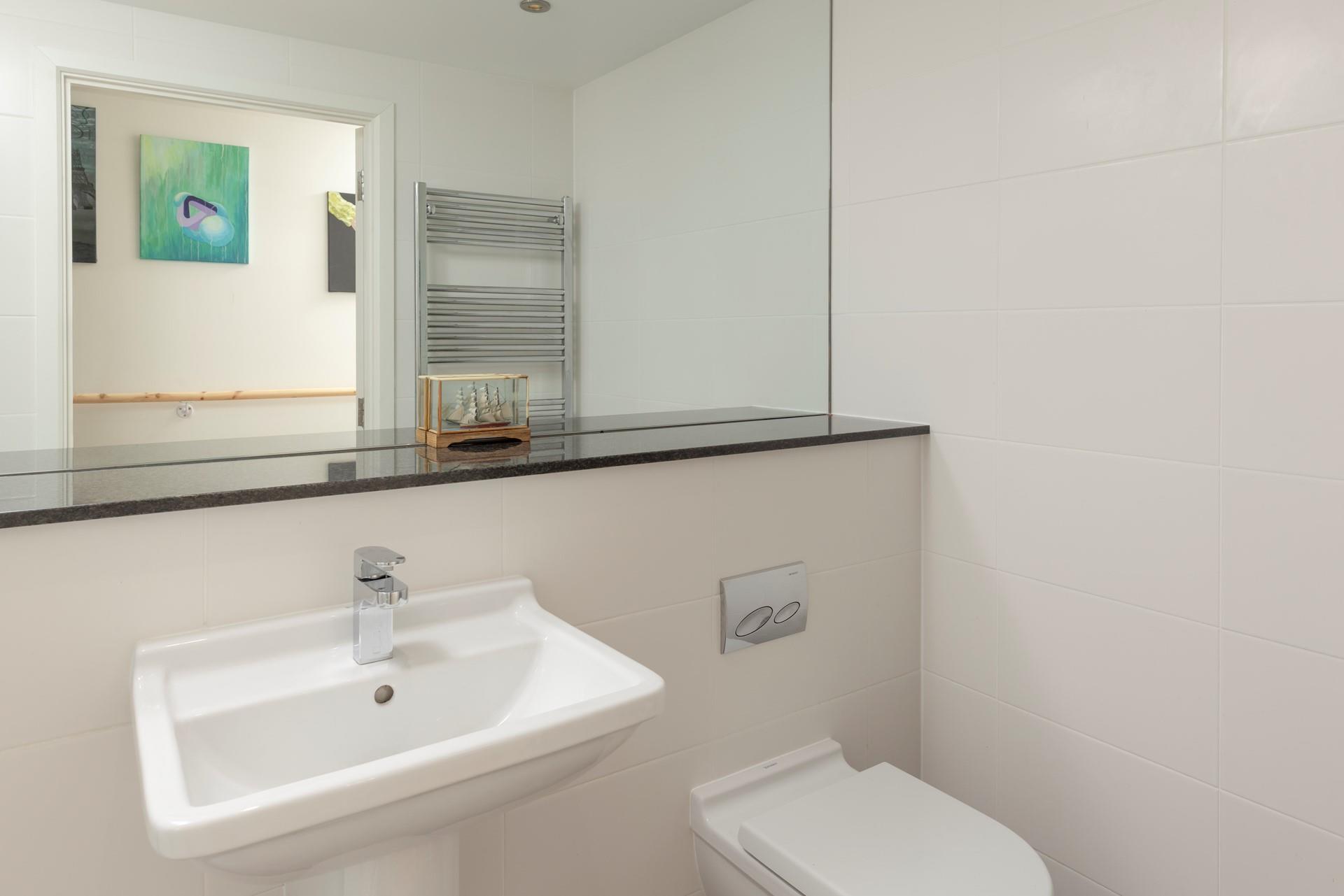 Enjoy warm, fluffy towels from the heated rail.