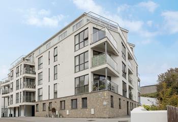 The apartment is located near the harbour and shops in town.