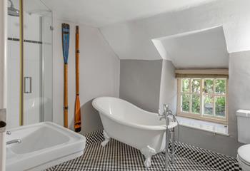 The luxurious slipper bath is perfect for long soaks after coast path rambles.