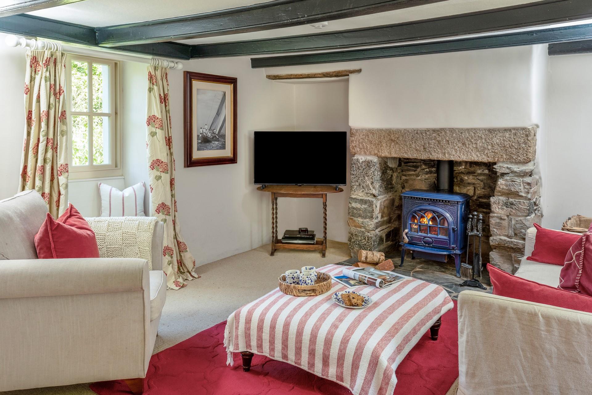 Snuggle up in front of the fire on chilly evenings.