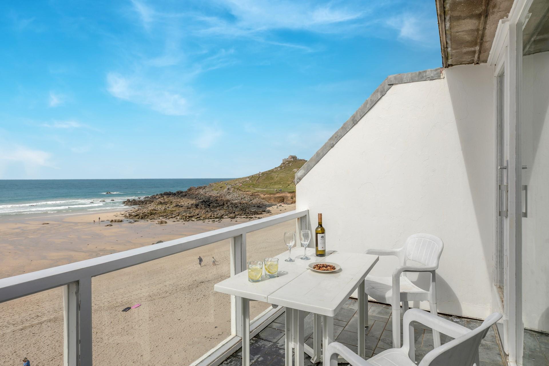 Tuck into meals al fresco on the sea view balcony.