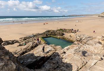 A short stroll from the apartment is Perranporth's inviting sea pool.