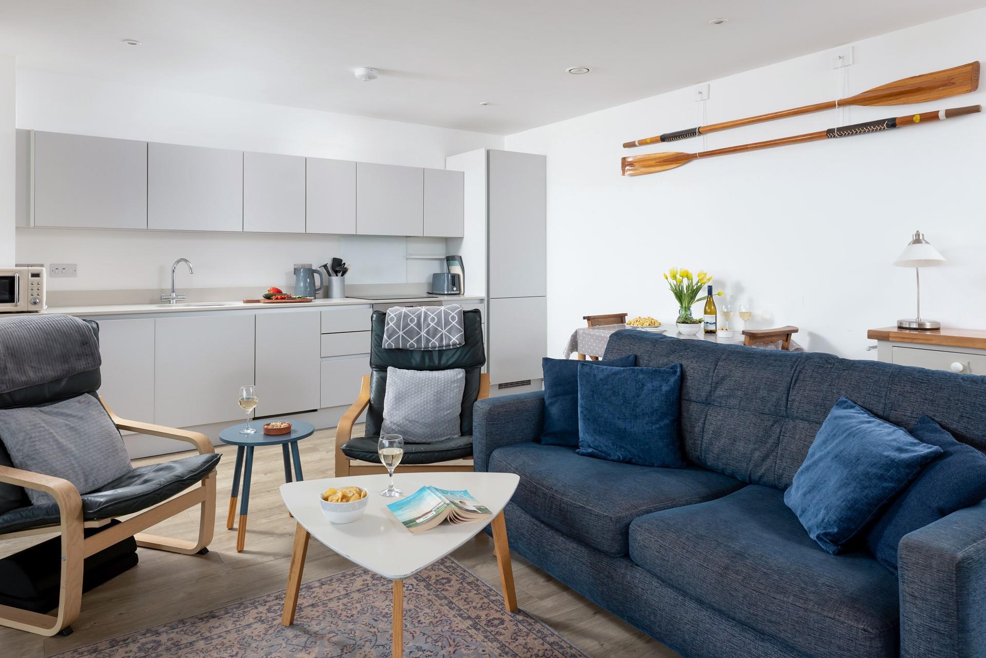 The compact kitchen has all the amenities you need.