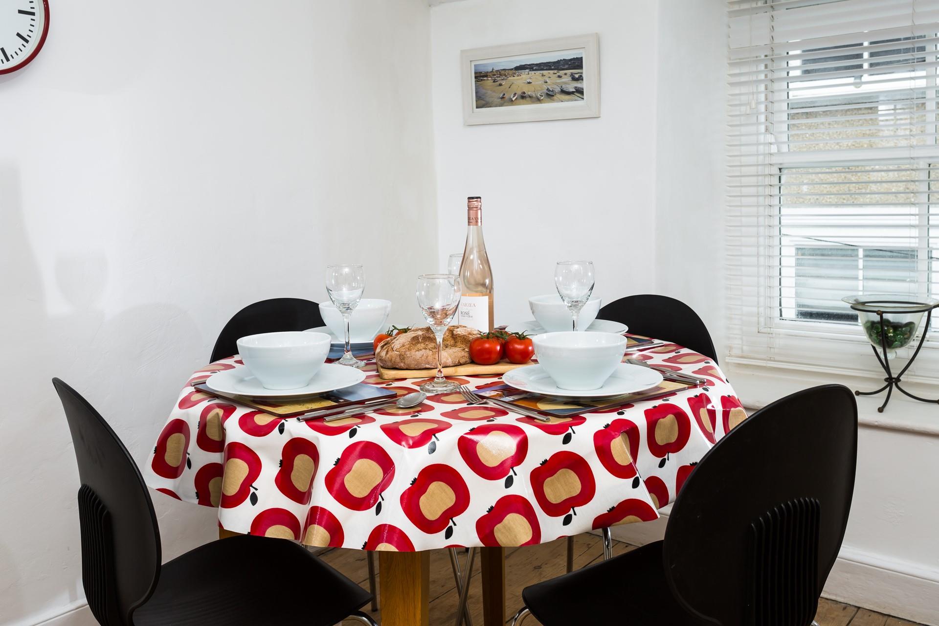 Enjoy your meal around the dining table.