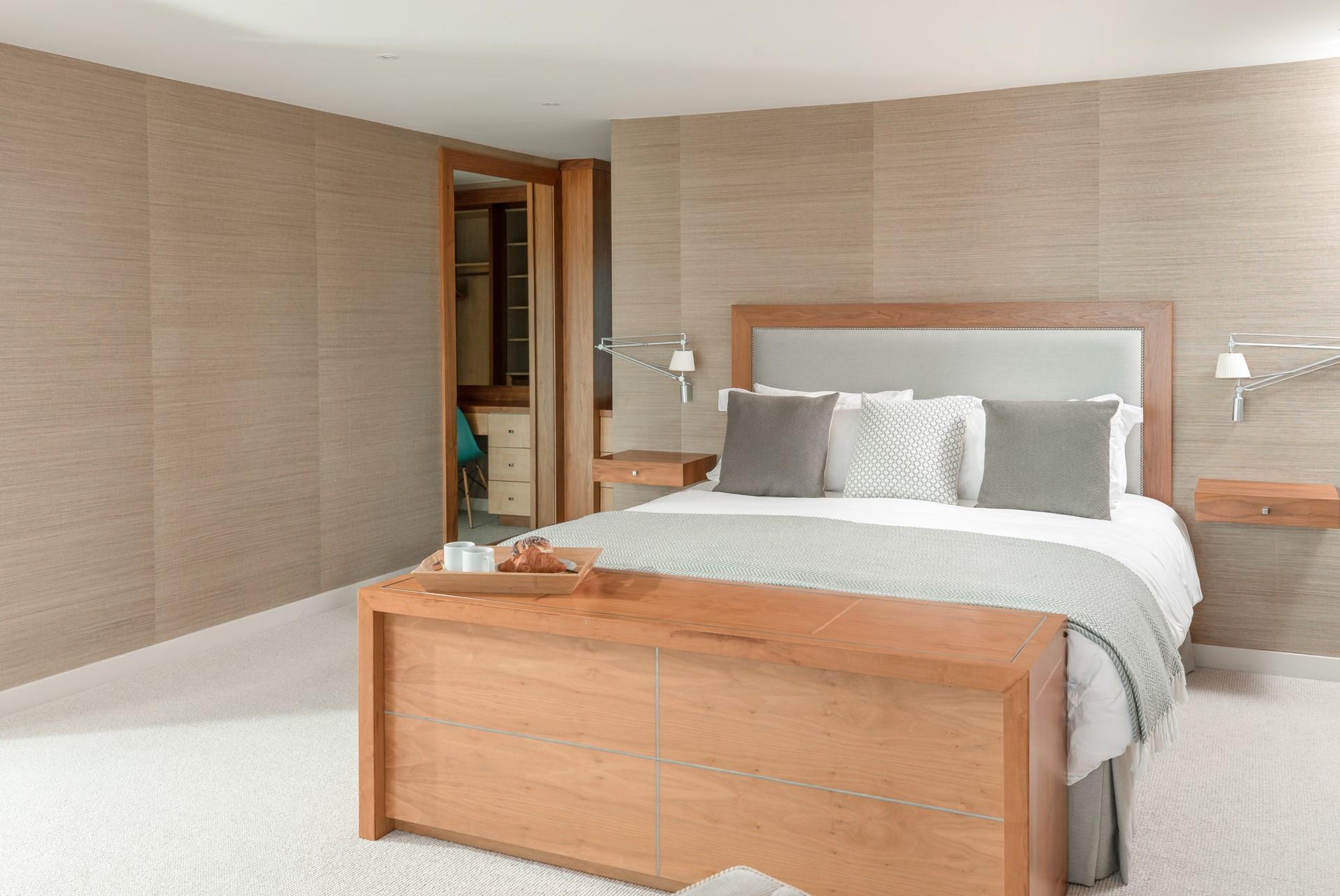 The luxurious bedroom also features a walk in wardrobe!