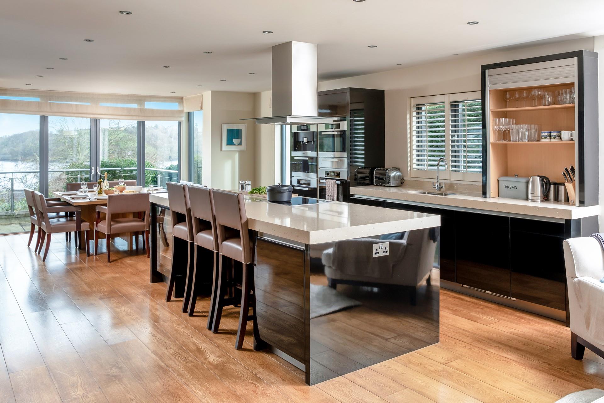 The open plan kitchen area is ideal for entertaining.