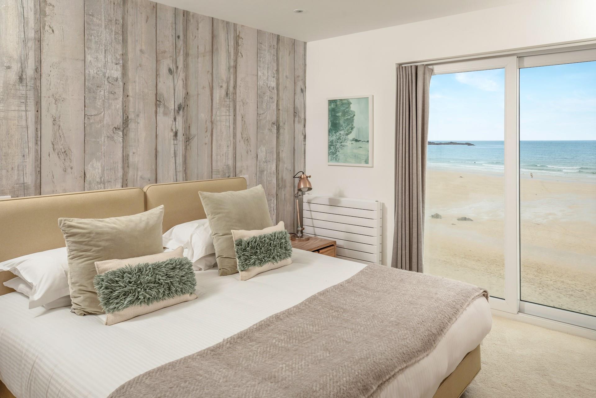 Bedroom 2 has stunning views across Porthmeor beach.