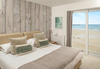 Bedroom 1 has stunning views across Porthmeor beach.