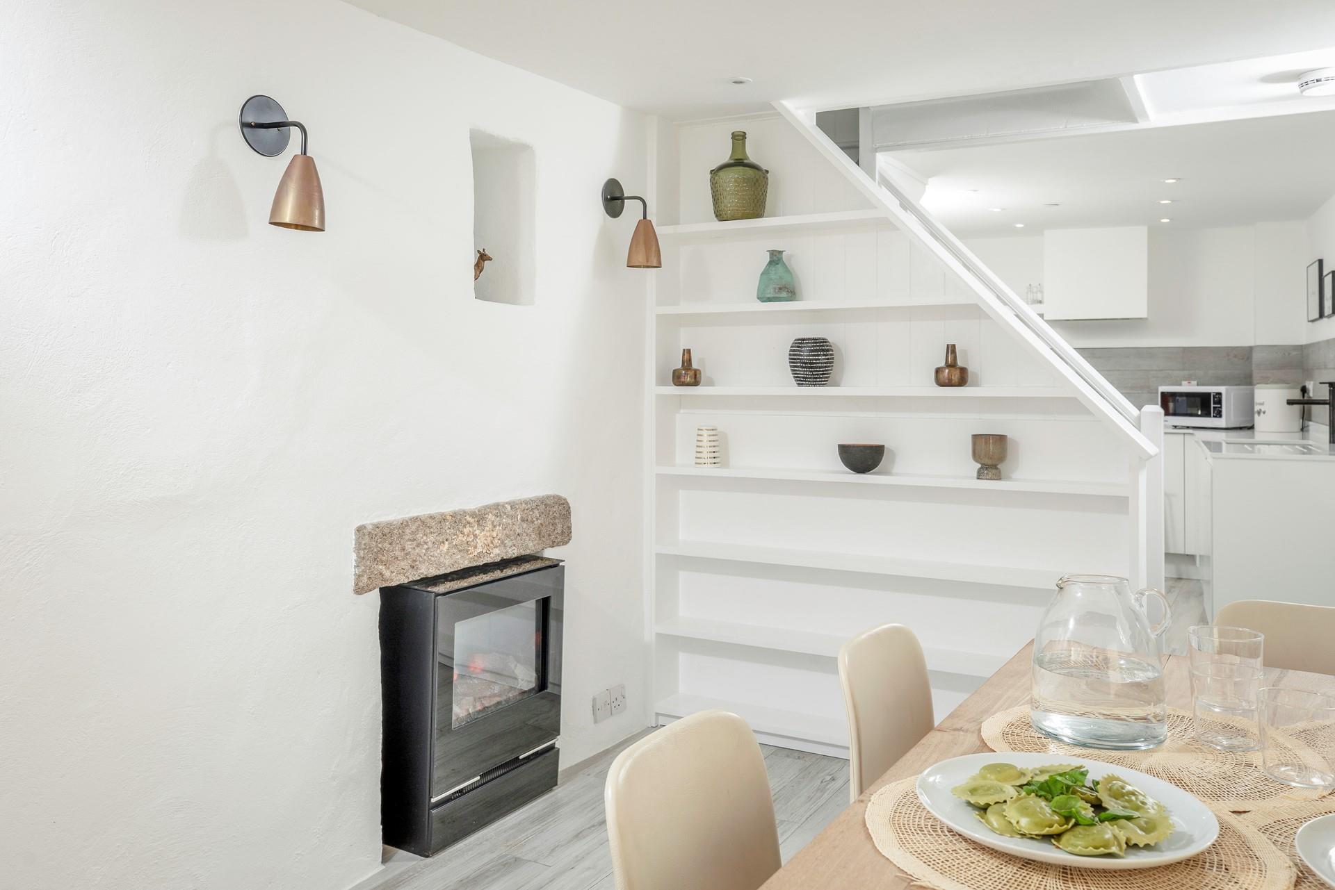 The dining area offers beautiful views of St Ives.