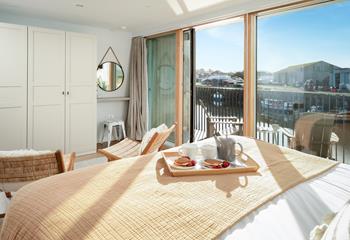 The ground floor bedrooms offer stunning views over Hayle estuary and beyond.