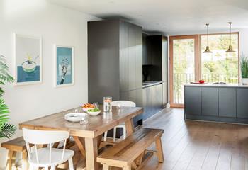 The kitchen is modern and ideal for rustling up meals.