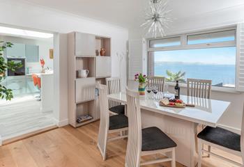 The dining area also takes advantage of the stunning sea views.