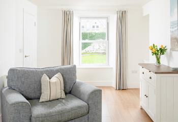 Calming neutral tones await in Rosevale Cottage.