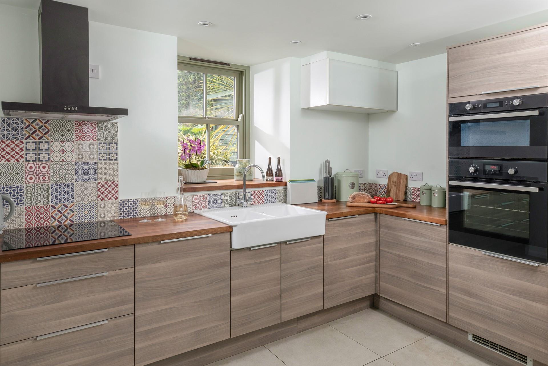 The stylish kitchen is a dream to cook in.