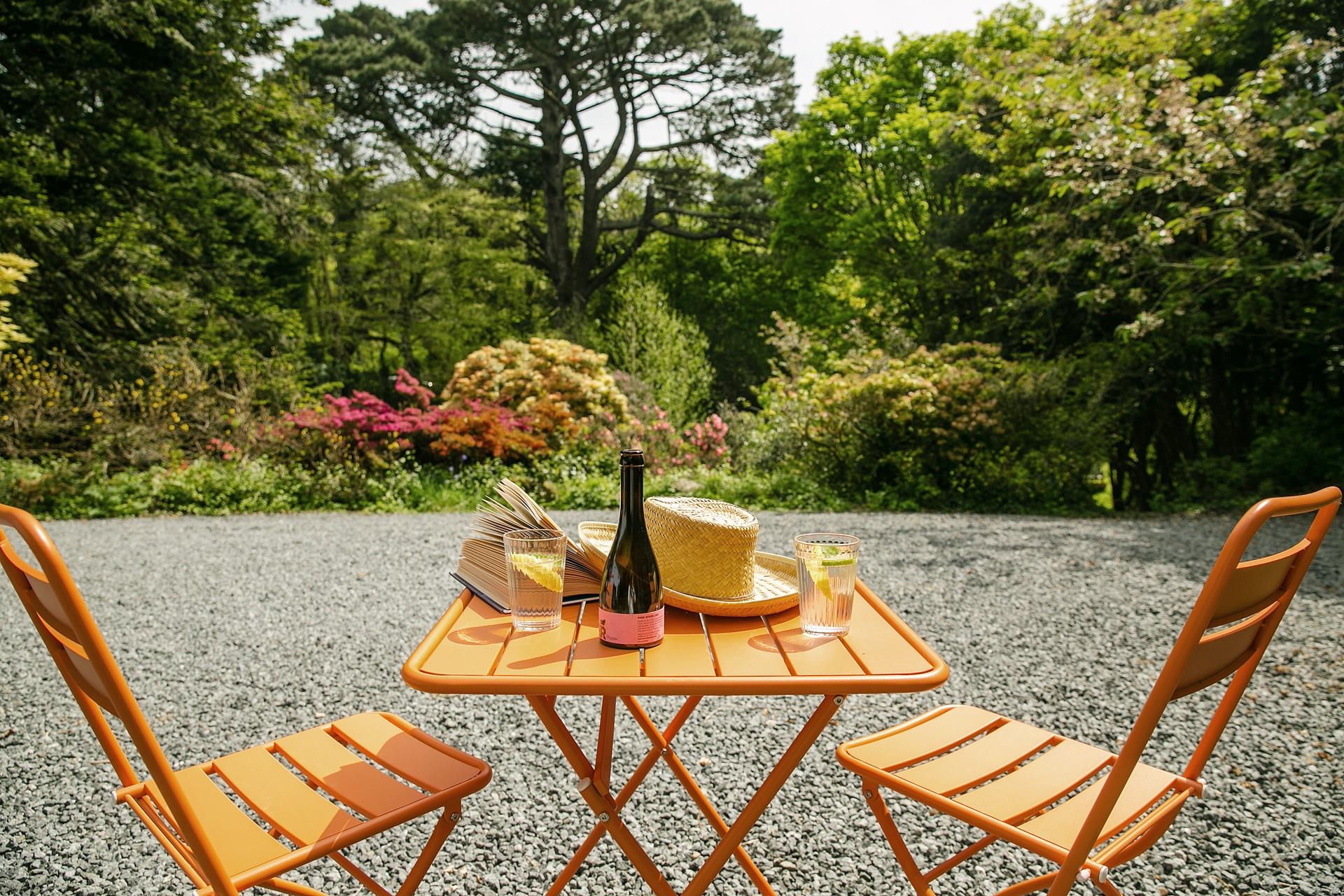 Soak up the sun in the beautiful blooming garden.