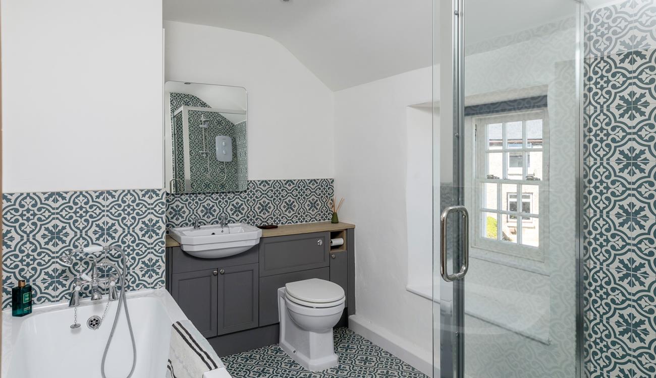 Get ready for the day in the modern bathroom.